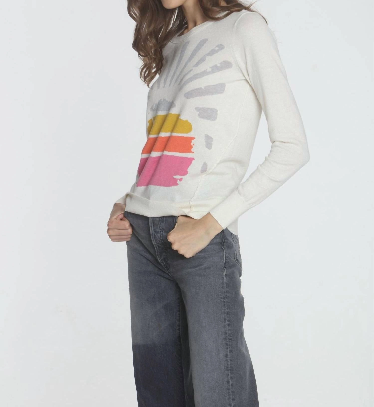 Women's Sunburst Crew Top In White Multi