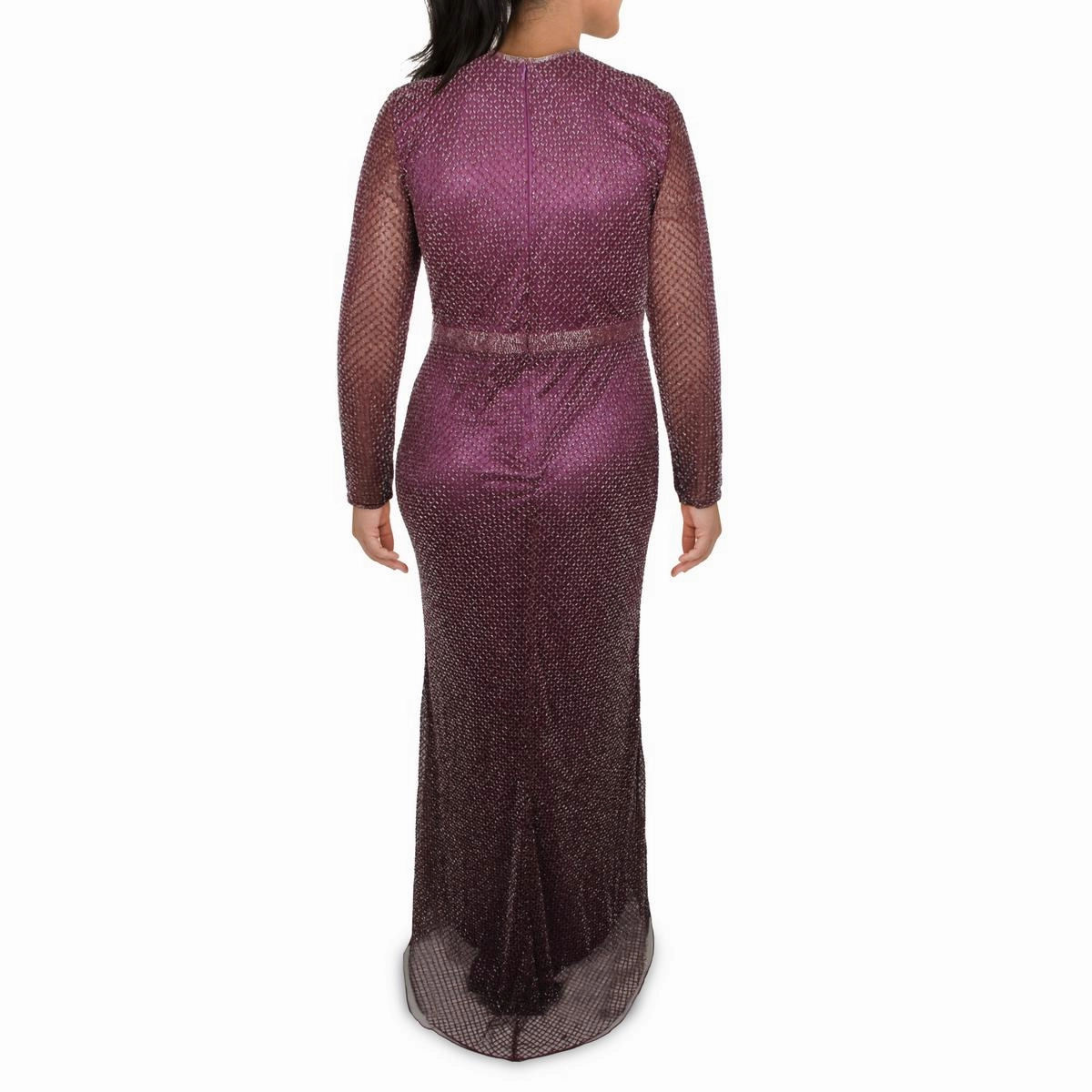 Womens Beaded Lattice Evening Dress