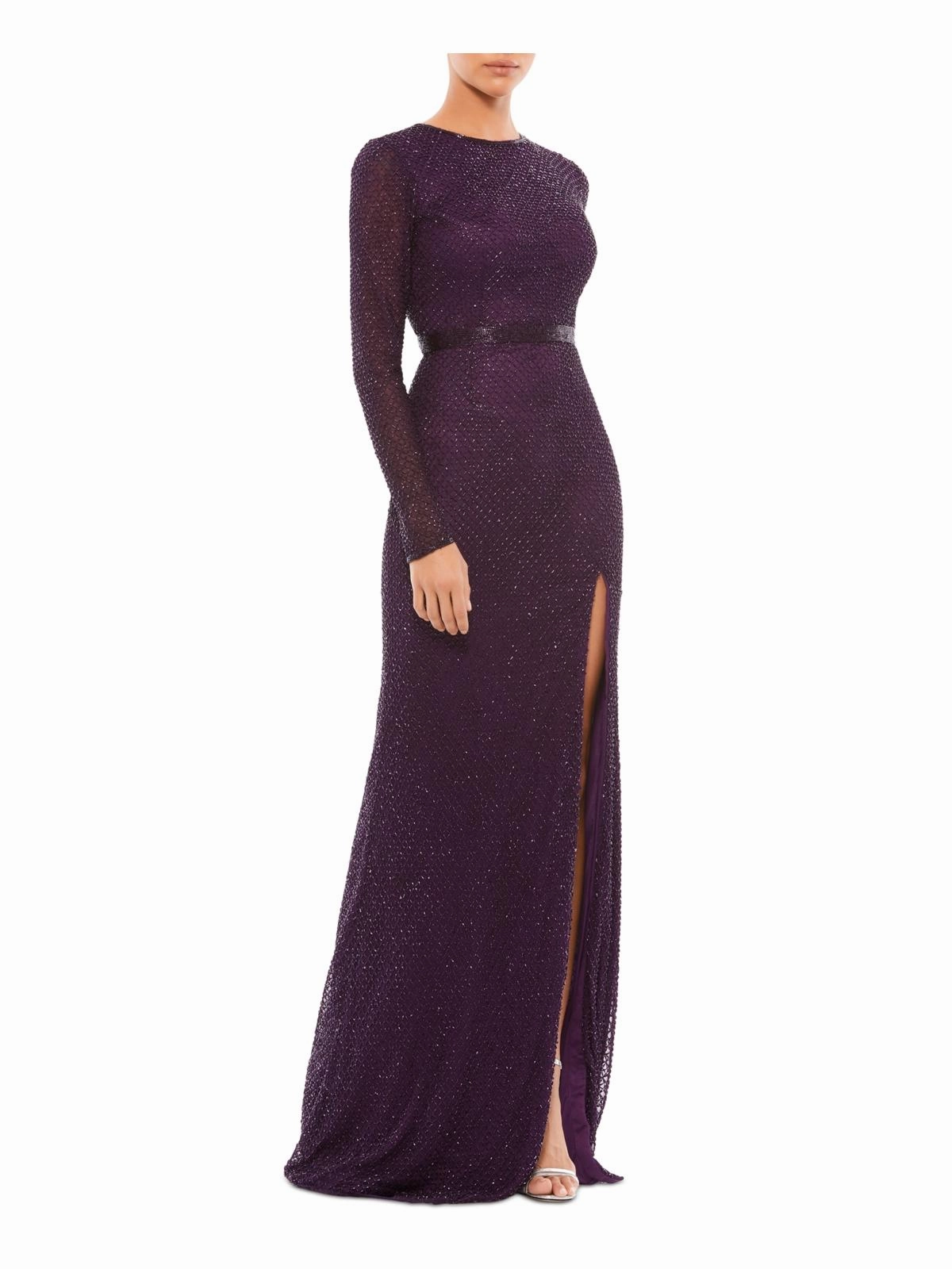 Womens Beaded Lattice Evening Dress