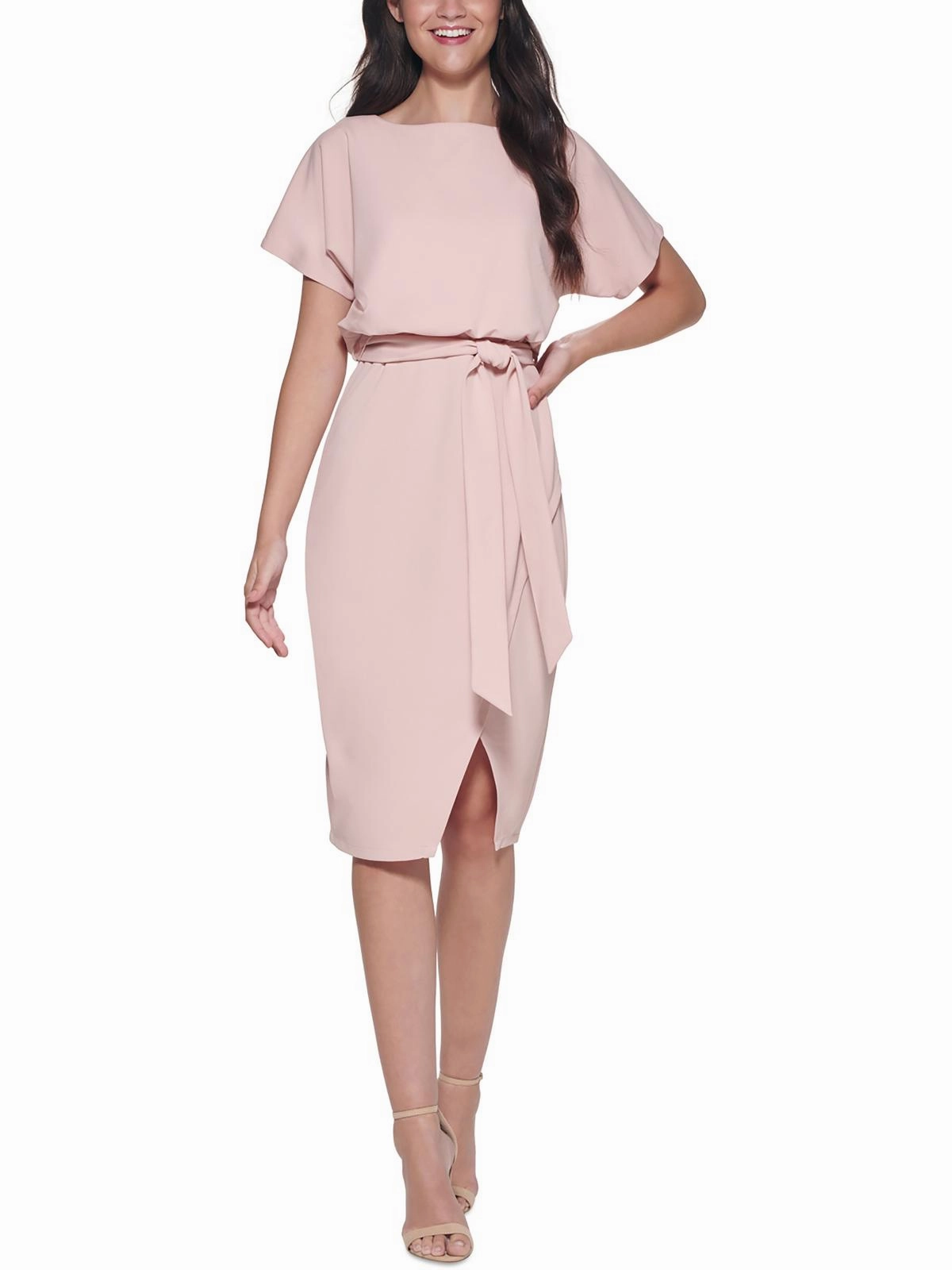 Womens Blouson Split Wrap Dress