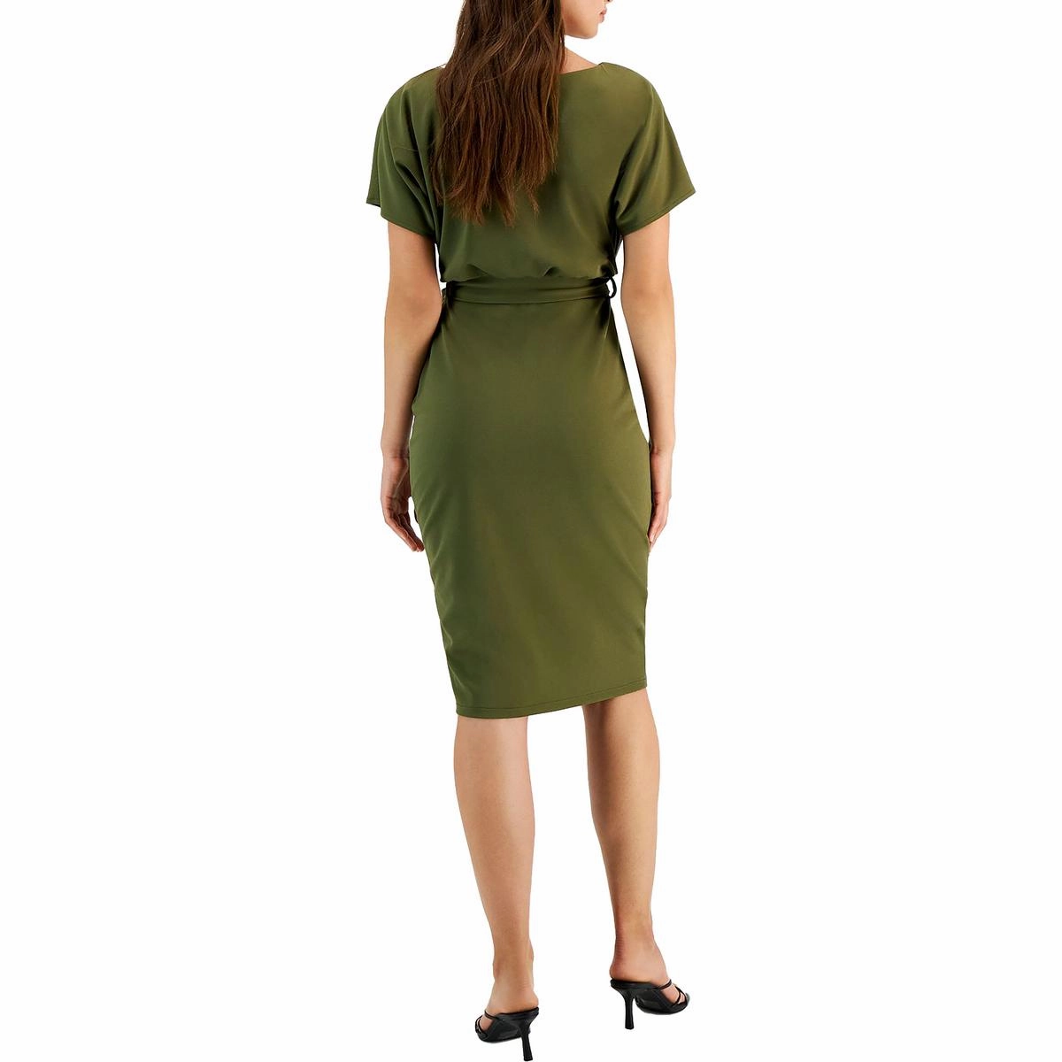 Womens Blouson Split Wrap Dress
