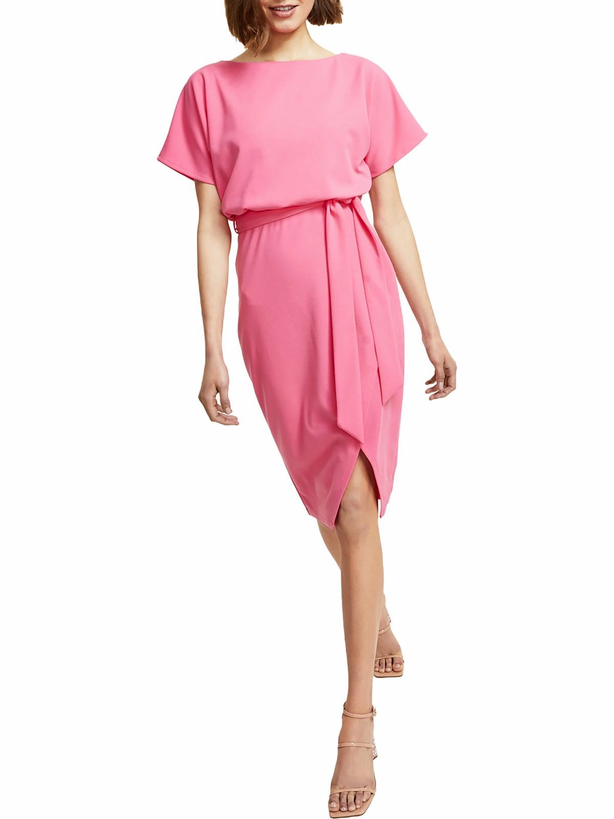Womens Blouson Split Wrap Dress