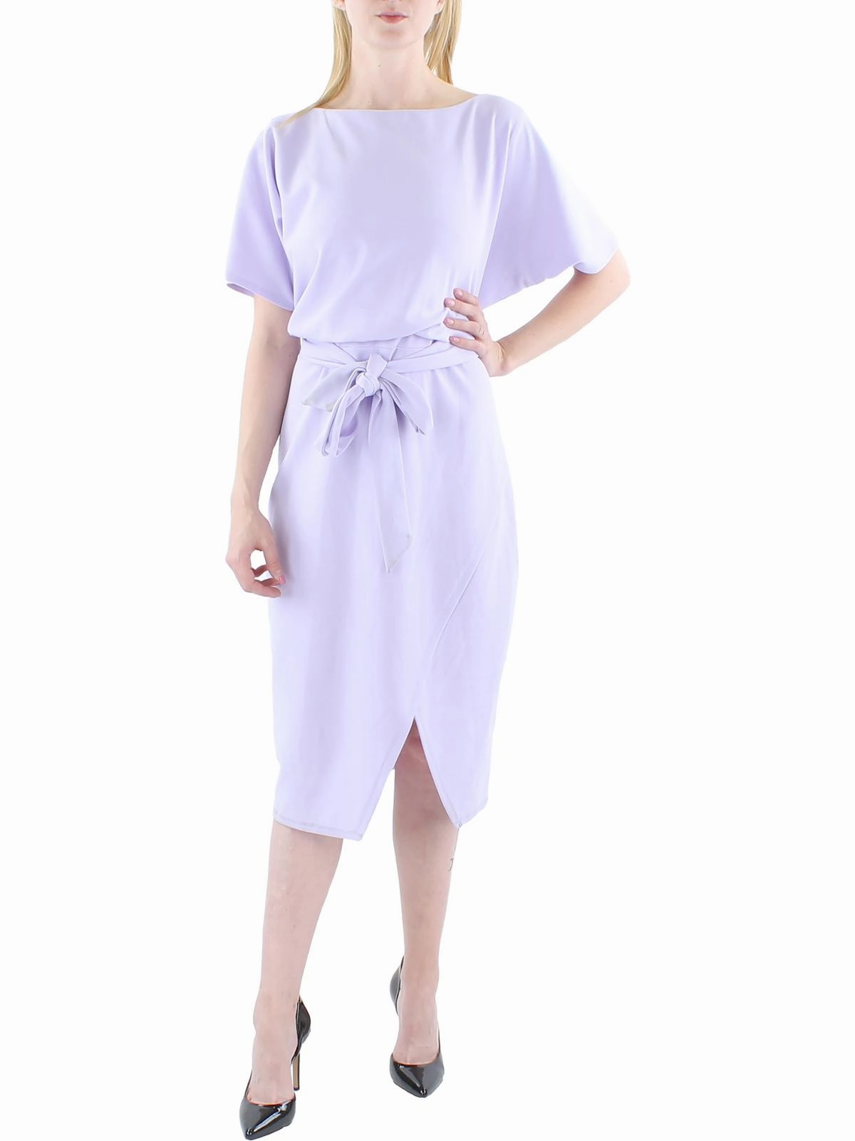 Womens Blouson Split Wrap Dress