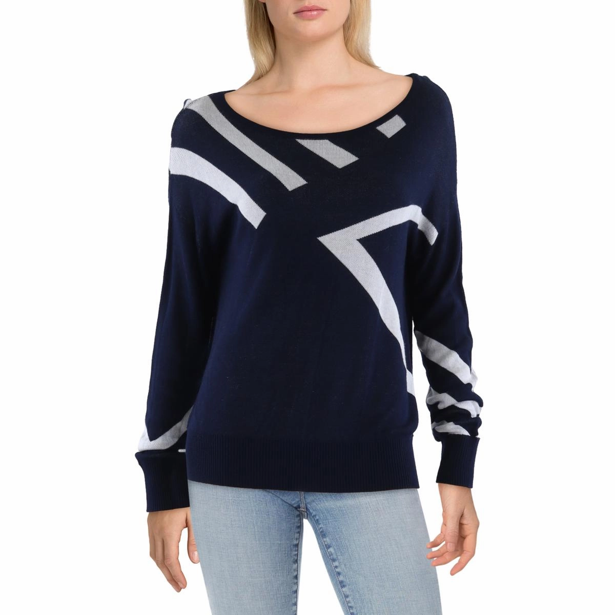 Womens Boat Neck Print Blouse