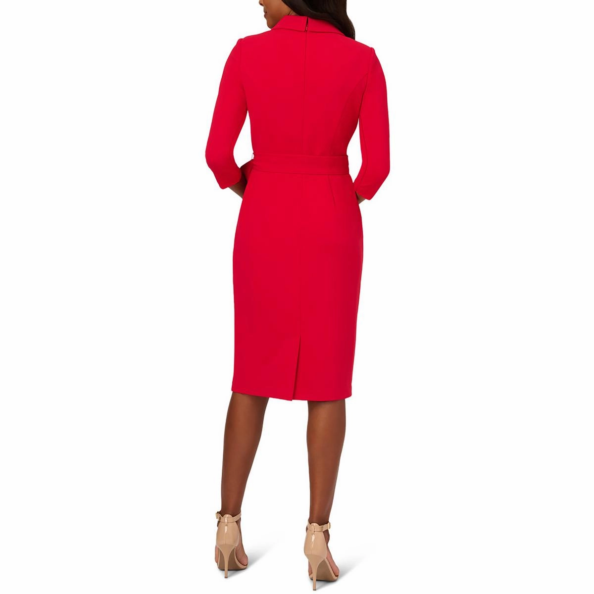 Womens Collar Crepe Sheath Dress