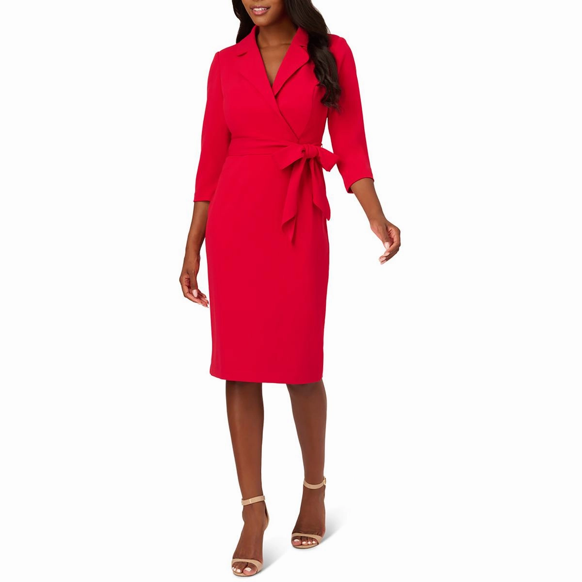 Womens Collar Crepe Sheath Dress