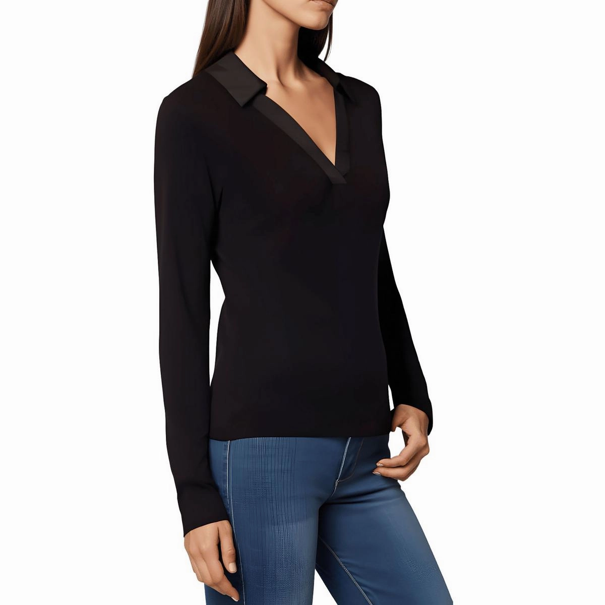 Womens Collar Rayon Pullover Top