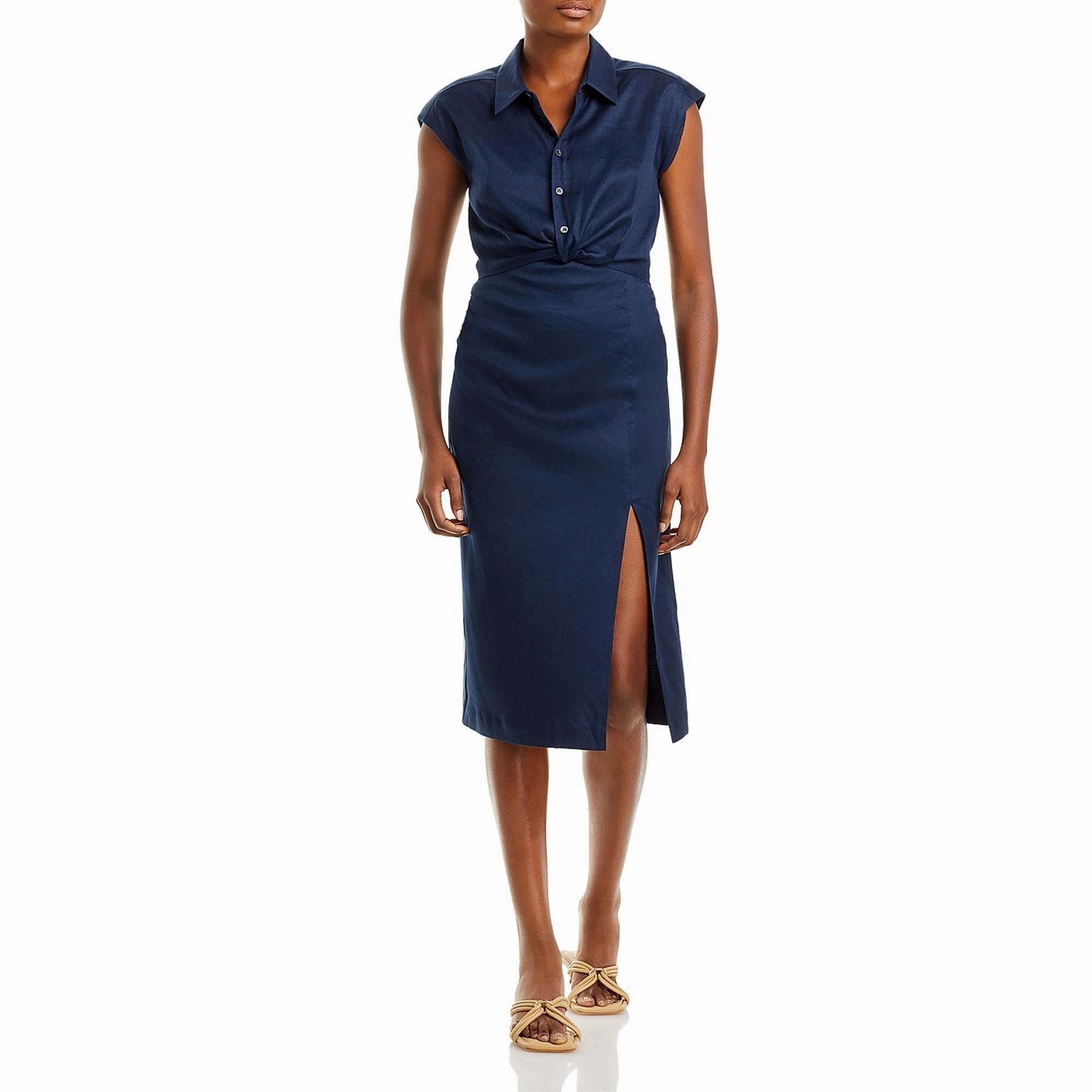 Womens Collared Midi Shirtdress