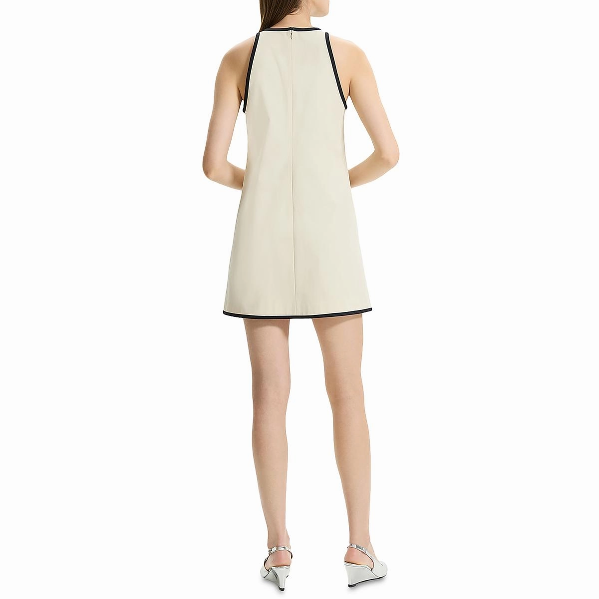 Womens Contrast Trim Mini Shift Dress