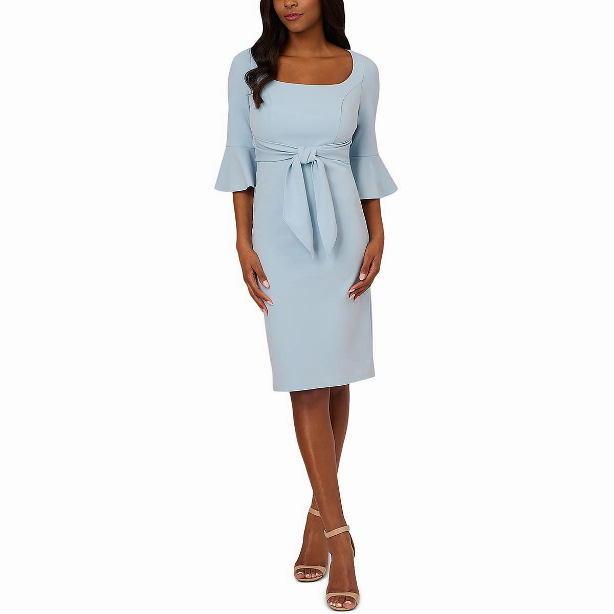 Womens Crepe Bell Sleeve Cocktail And Party Dress