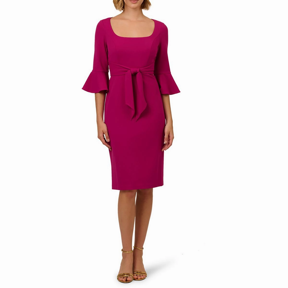 Womens Crepe Bell Sleeve Cocktail And Party Dress