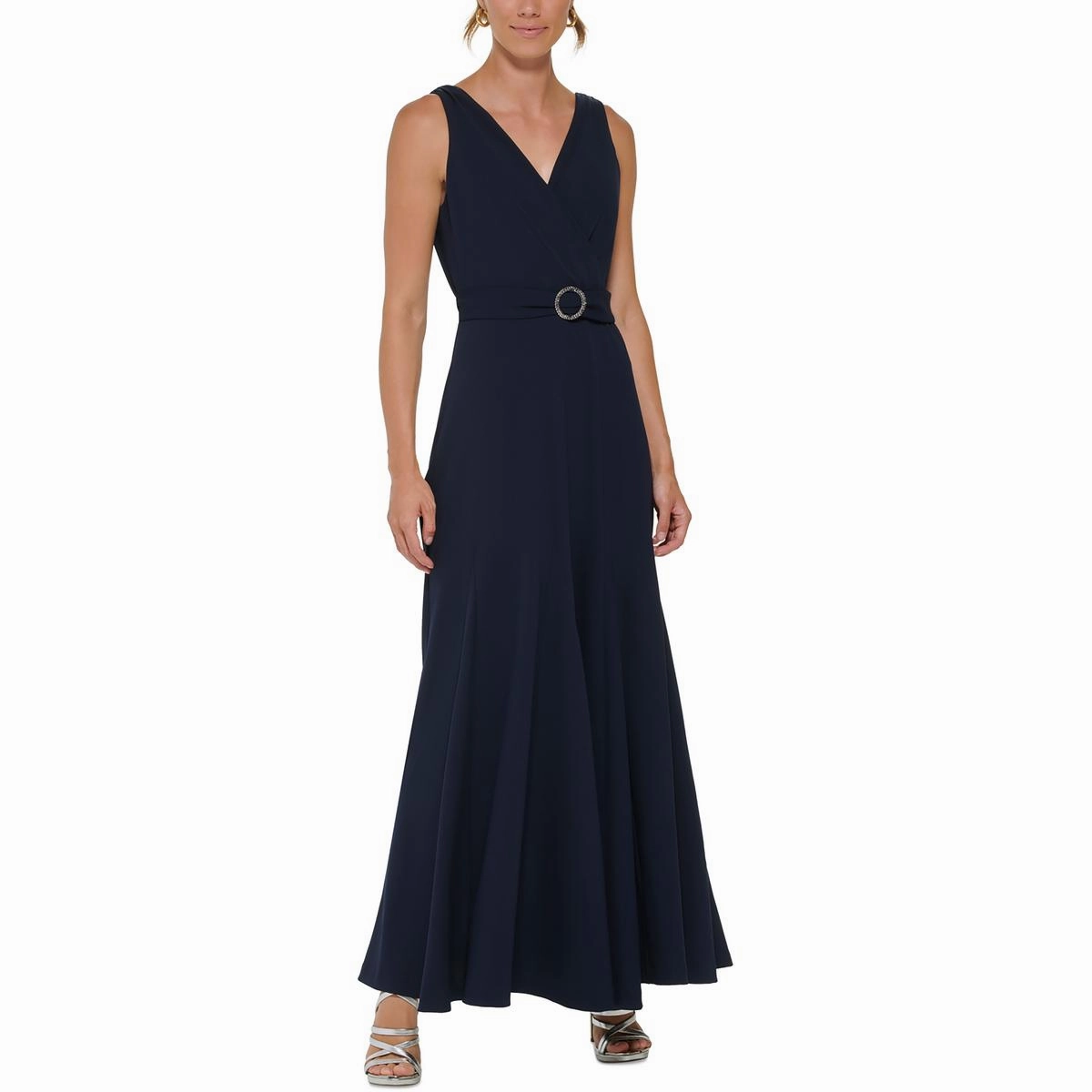 Womens Crepe Long Evening Dress