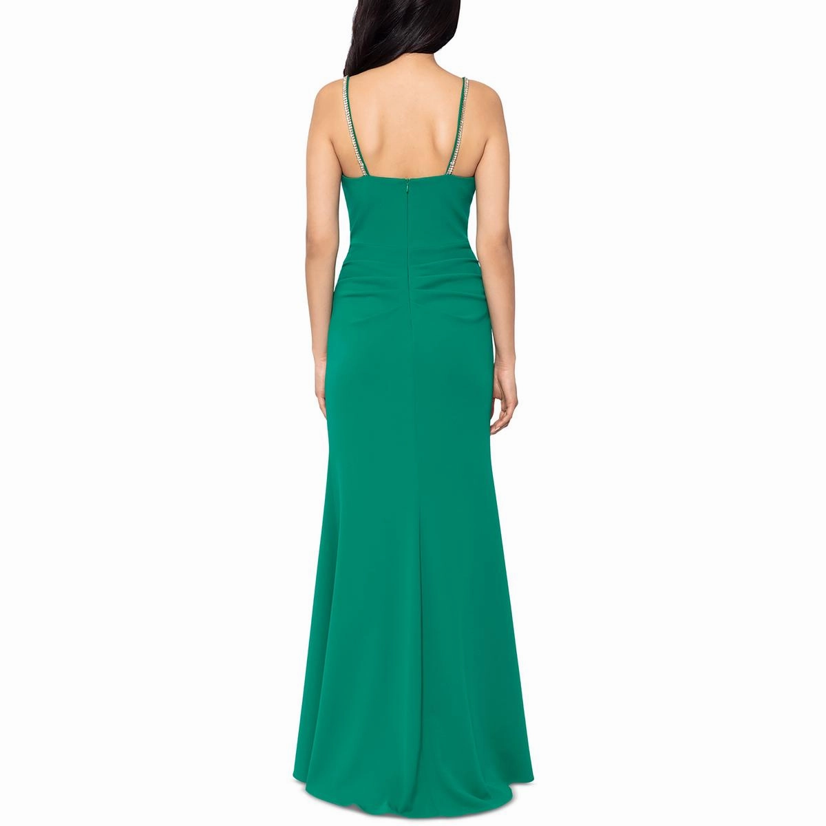 Womens Crepe Side Slit Evening Dress