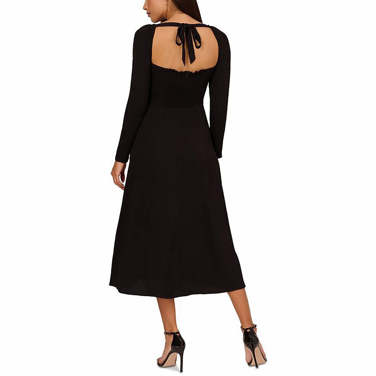 Womens Crepe Smocked Sheath Dress