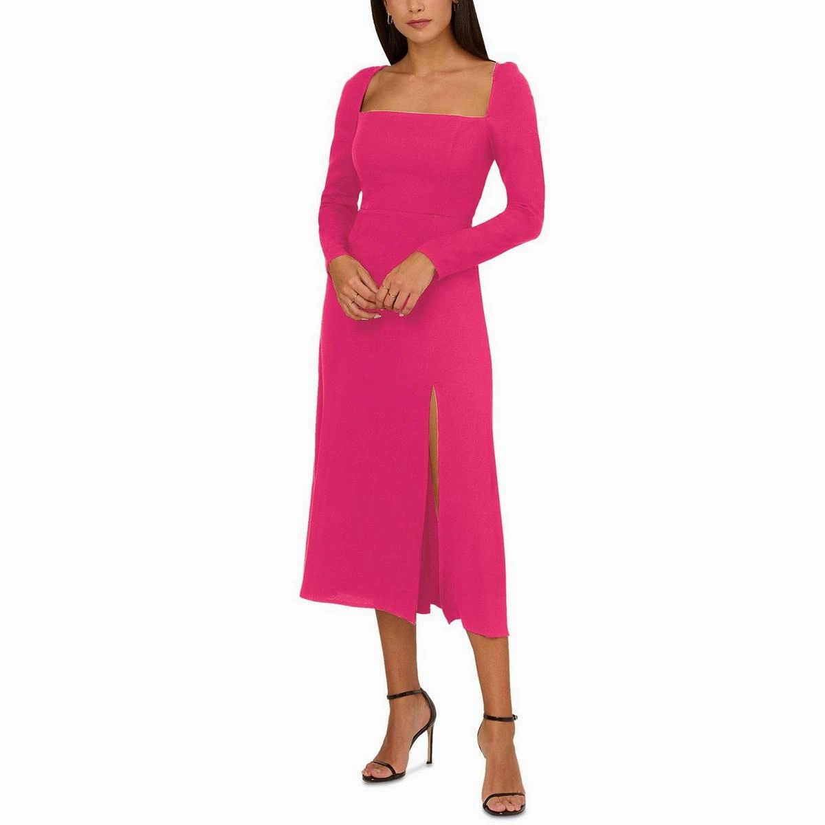 Womens Crepe Smocked Sheath Dress