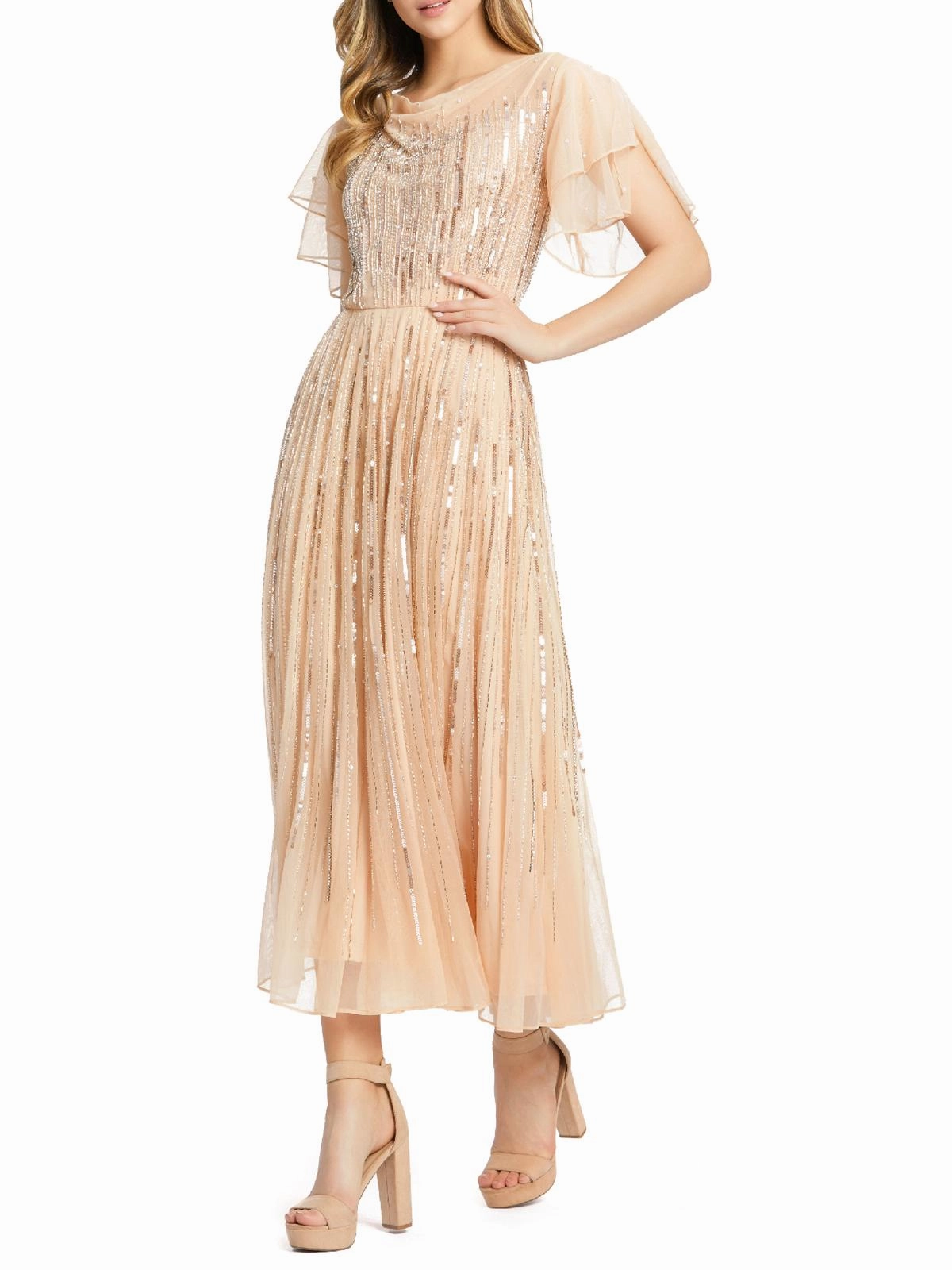 Womens Embellished Long Evening Dress
