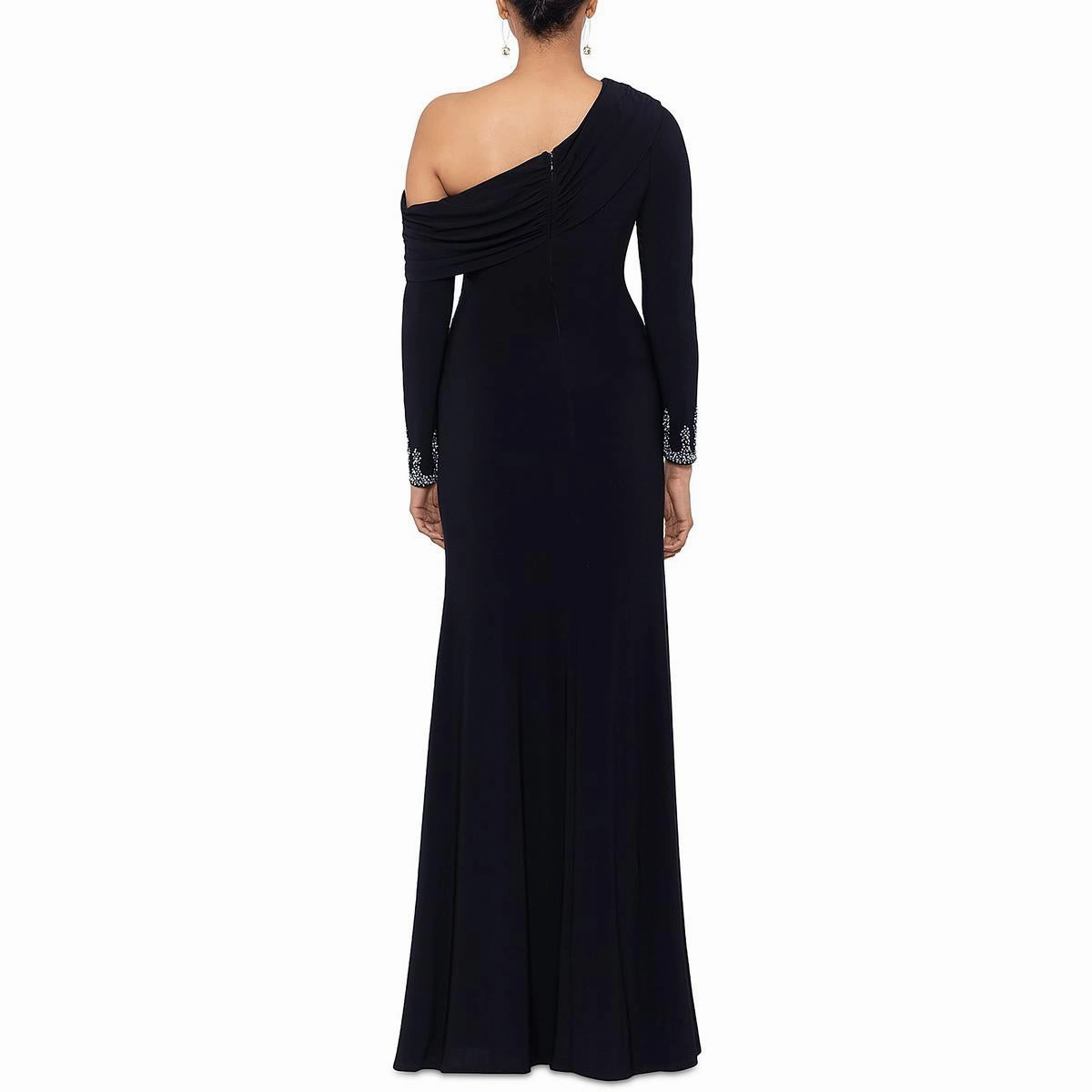 Womens Embellished Off-The-Shoulder Evening Dress