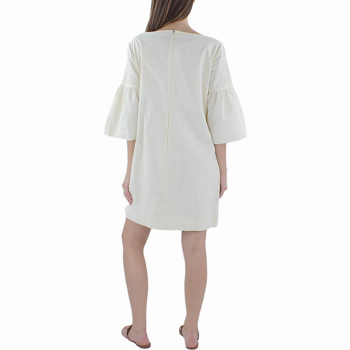 Womens Embroidered Cotton Midi Dress