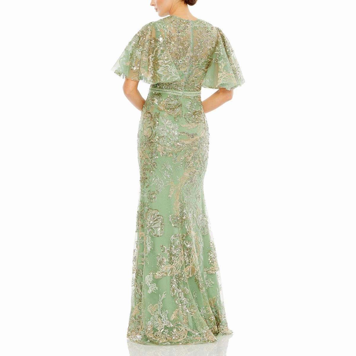 Womens Embroidered Embellished Evening Dress