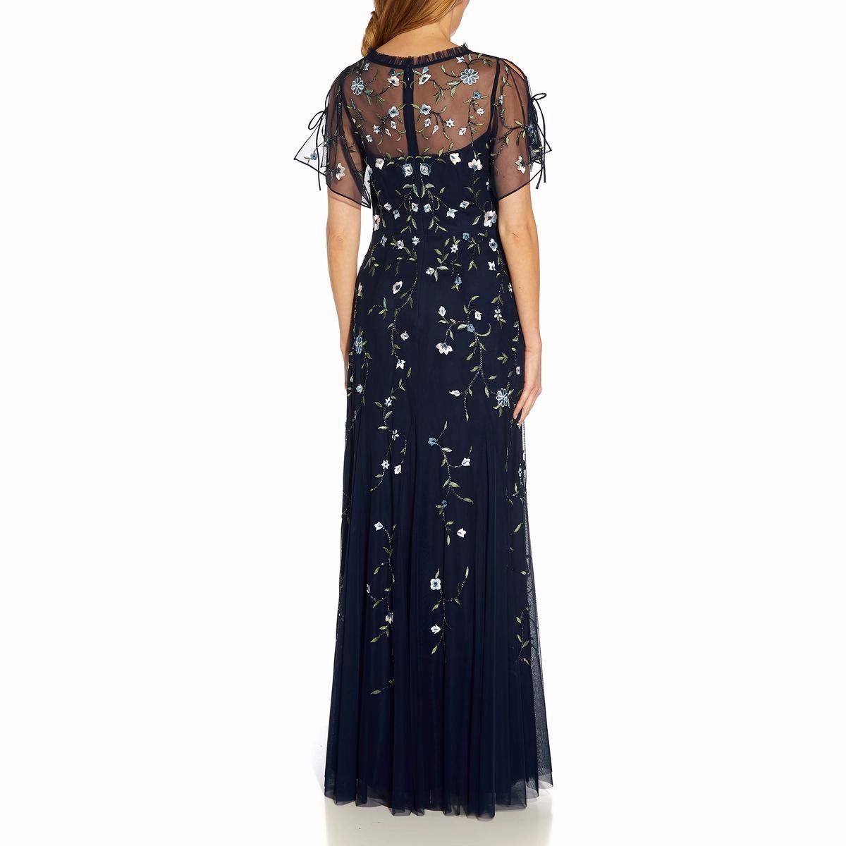 Womens Embroidered Maxi Evening Dress