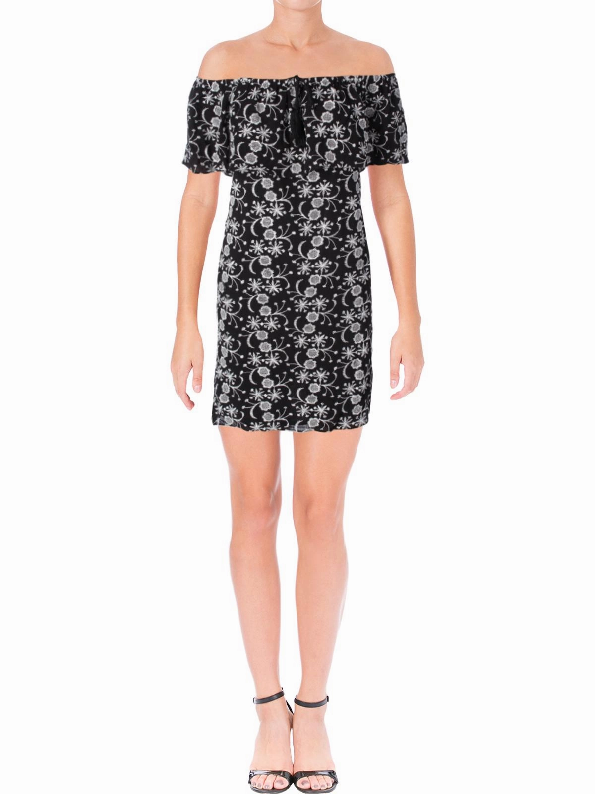 Womens Embroidered Tassel Tie Casual Dress