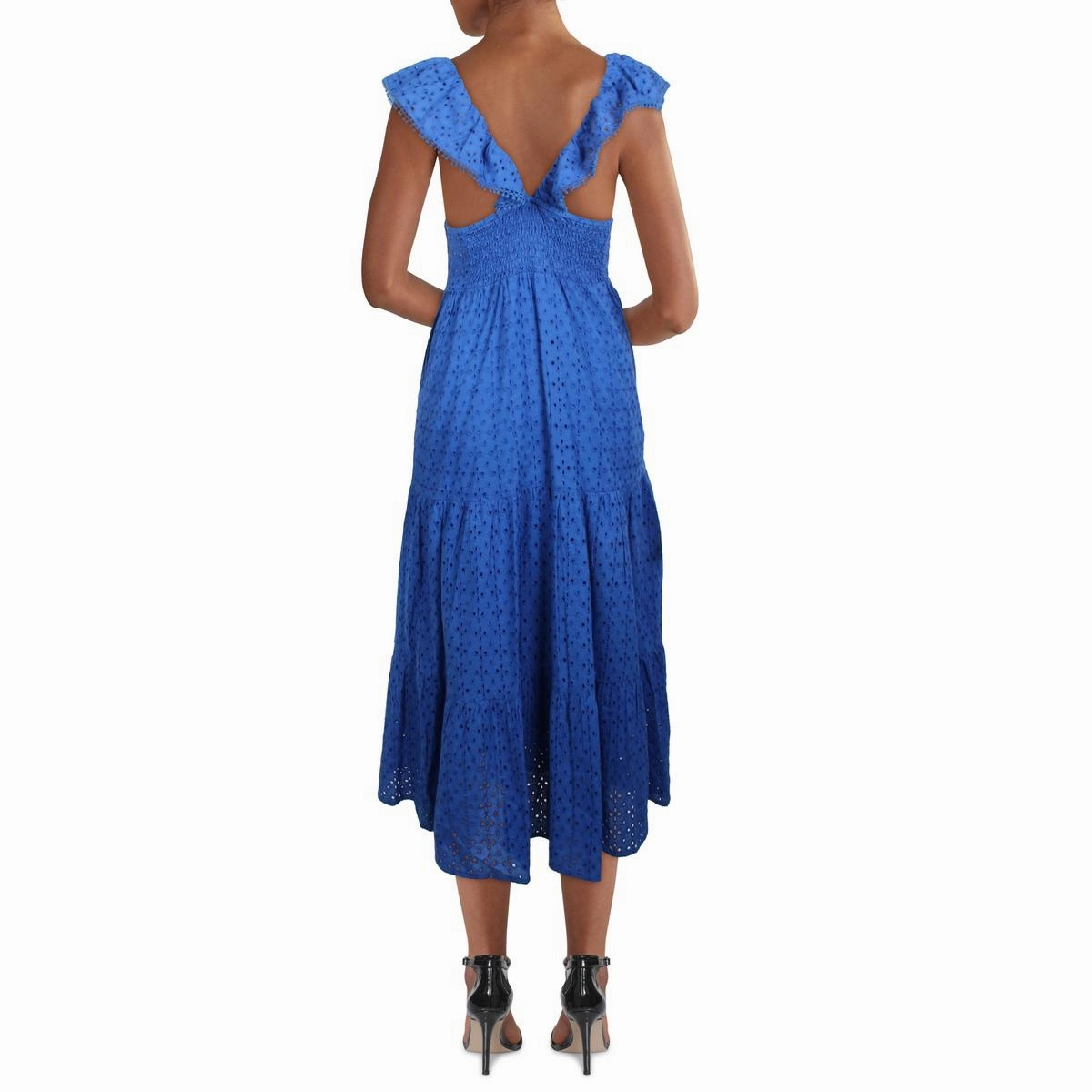 Womens Eyelet Long Midi Dress