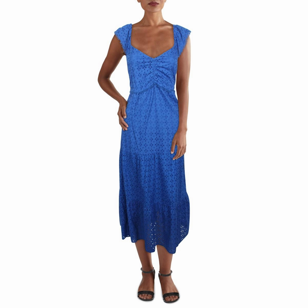 Womens Eyelet Long Midi Dress