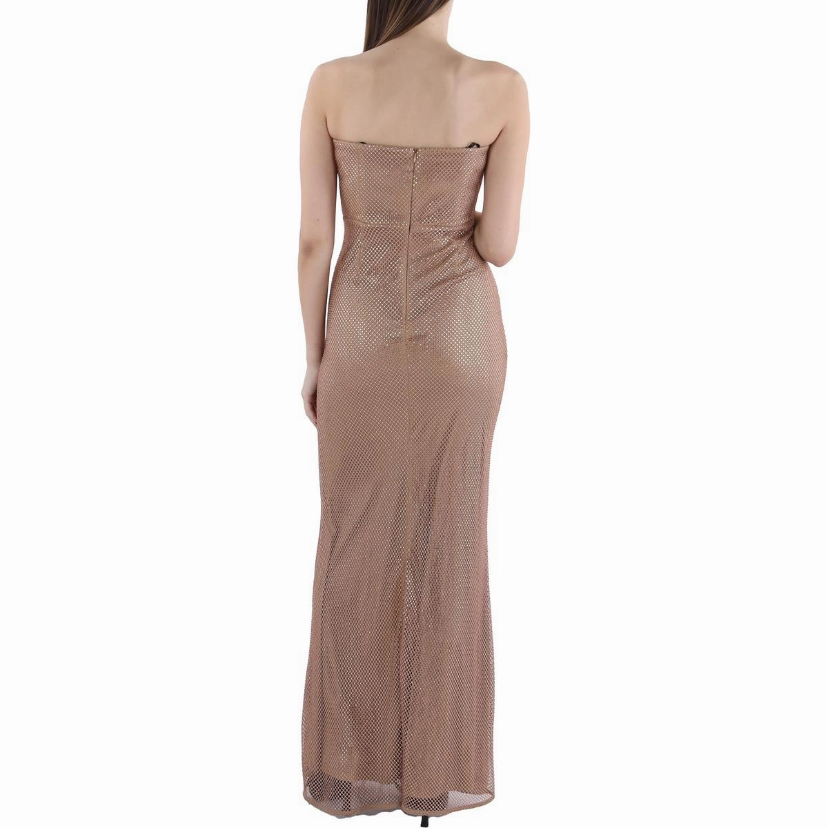 Womens Fishnet Embellished Evening Dress