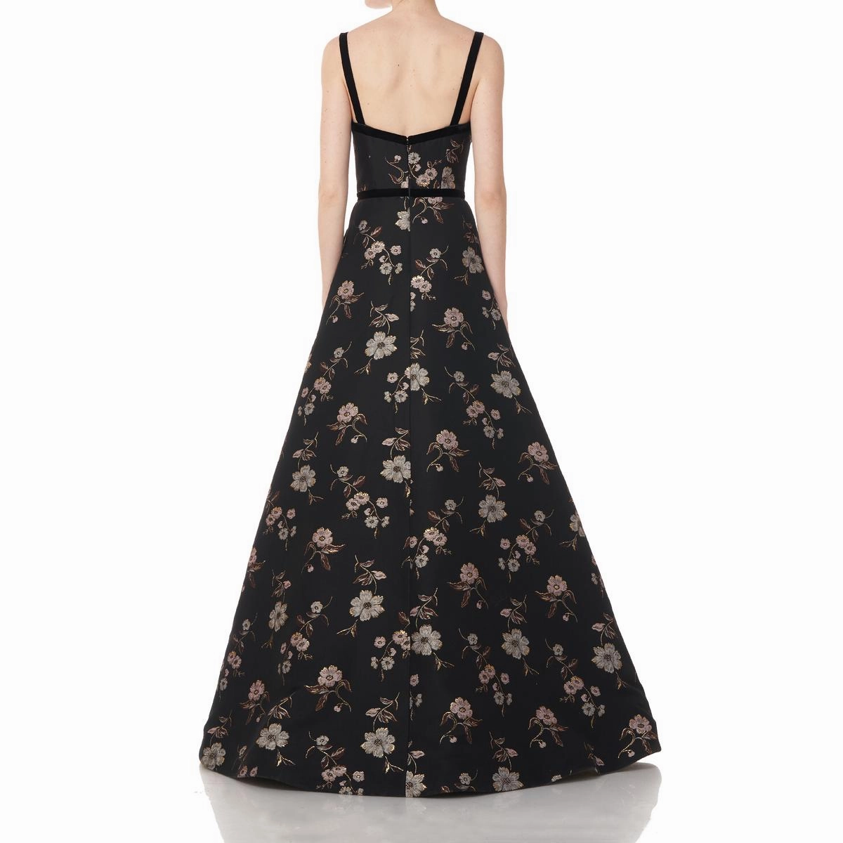 Womens Floral Metallic Evening Dress