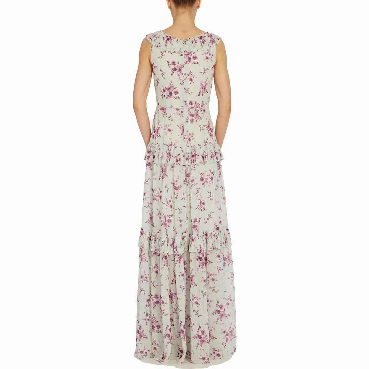 Womens Floral Pleated Evening Dress
