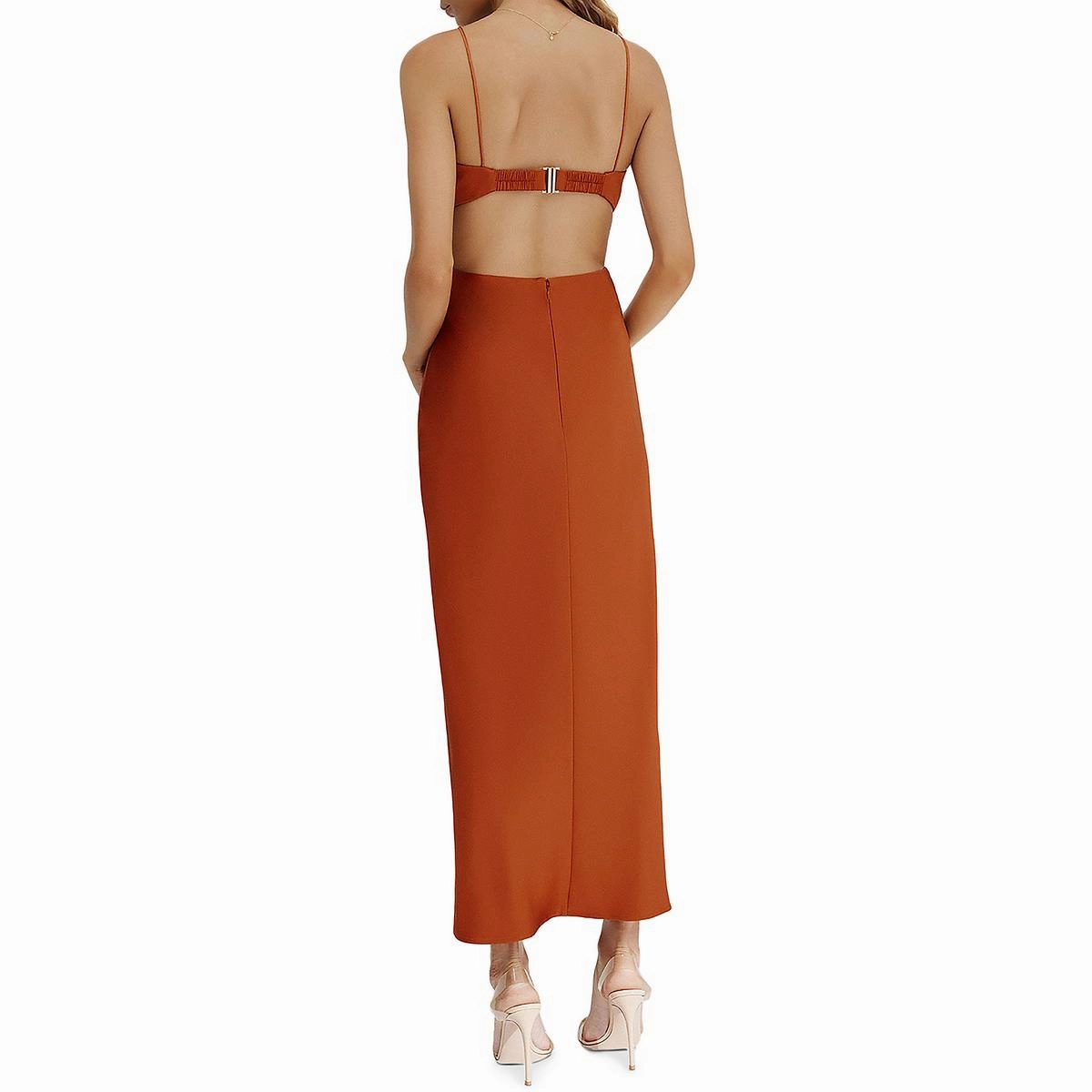 Womens Floral Print Cut Out Midi Dress
