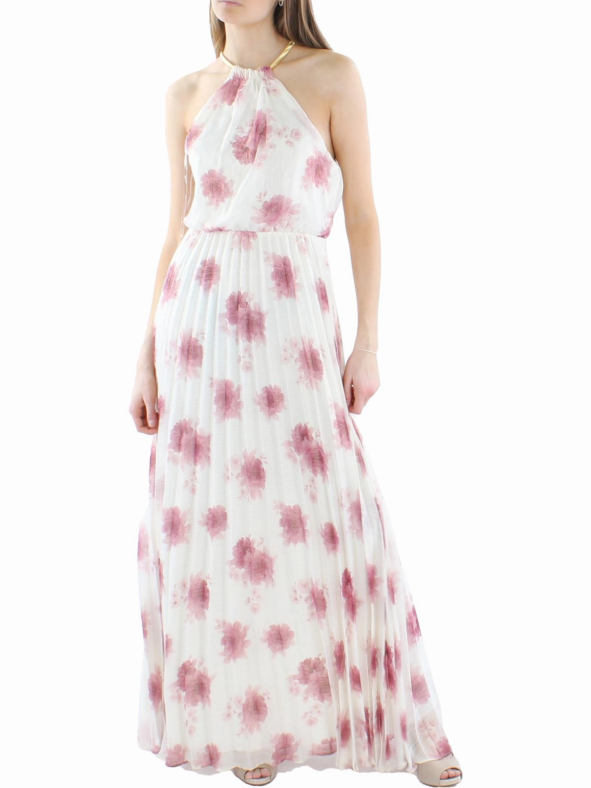 Womens Floral Print Maxi Evening Dress