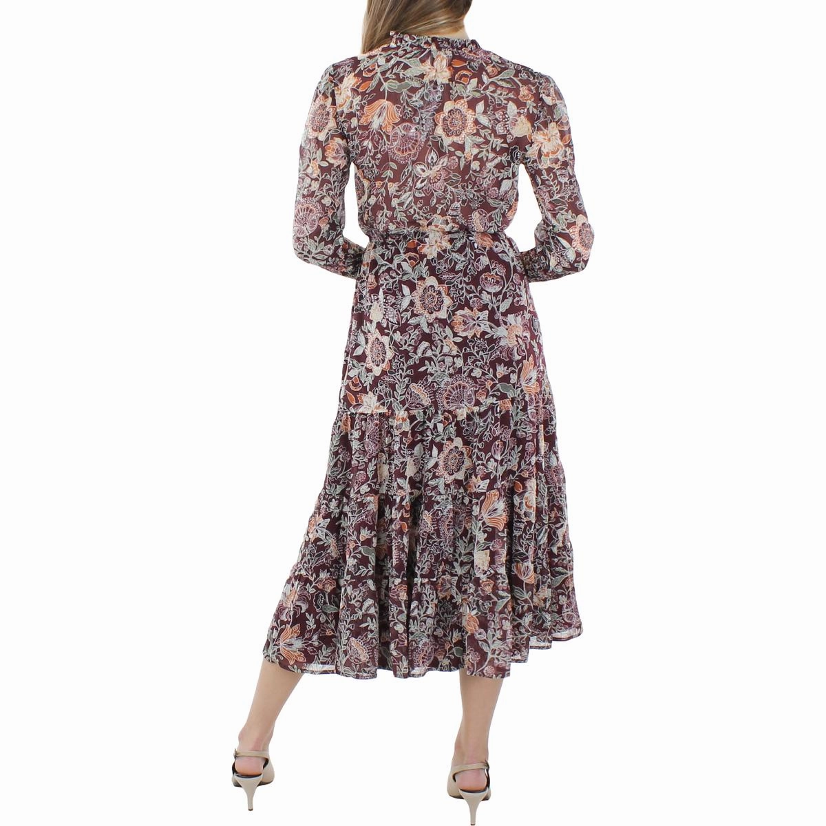 Womens Floral Smocked Midi Dress