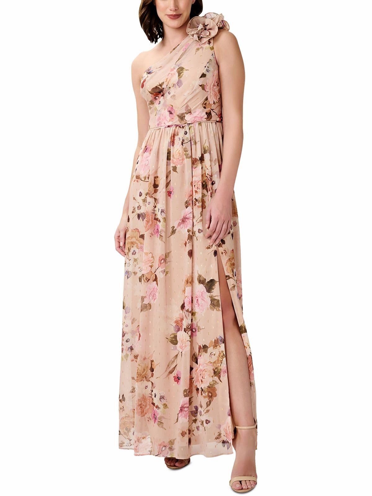 Womens Full Length One Shoulder Maxi Dress