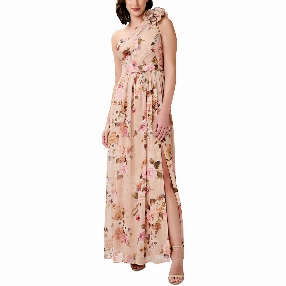 Womens Full Length One Shoulder Maxi Dress