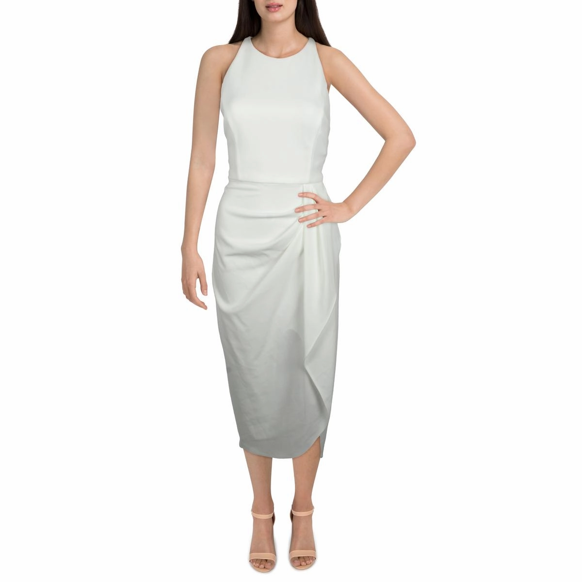 Womens Halter Formal Midi Dress