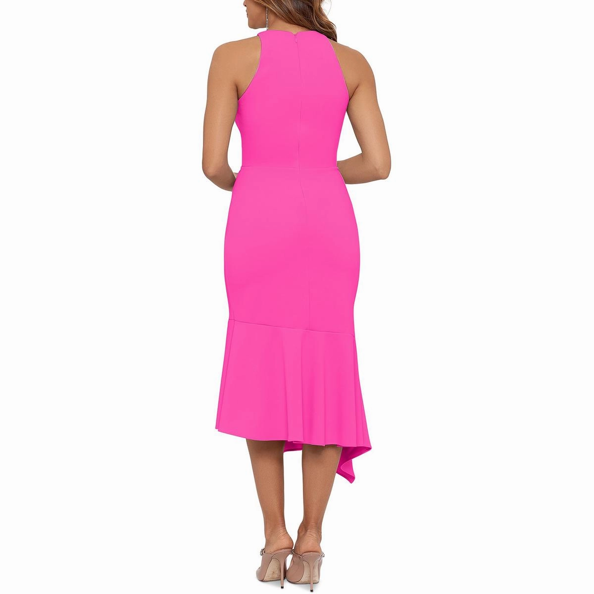 Womens Halter Ruffle Midi Dress