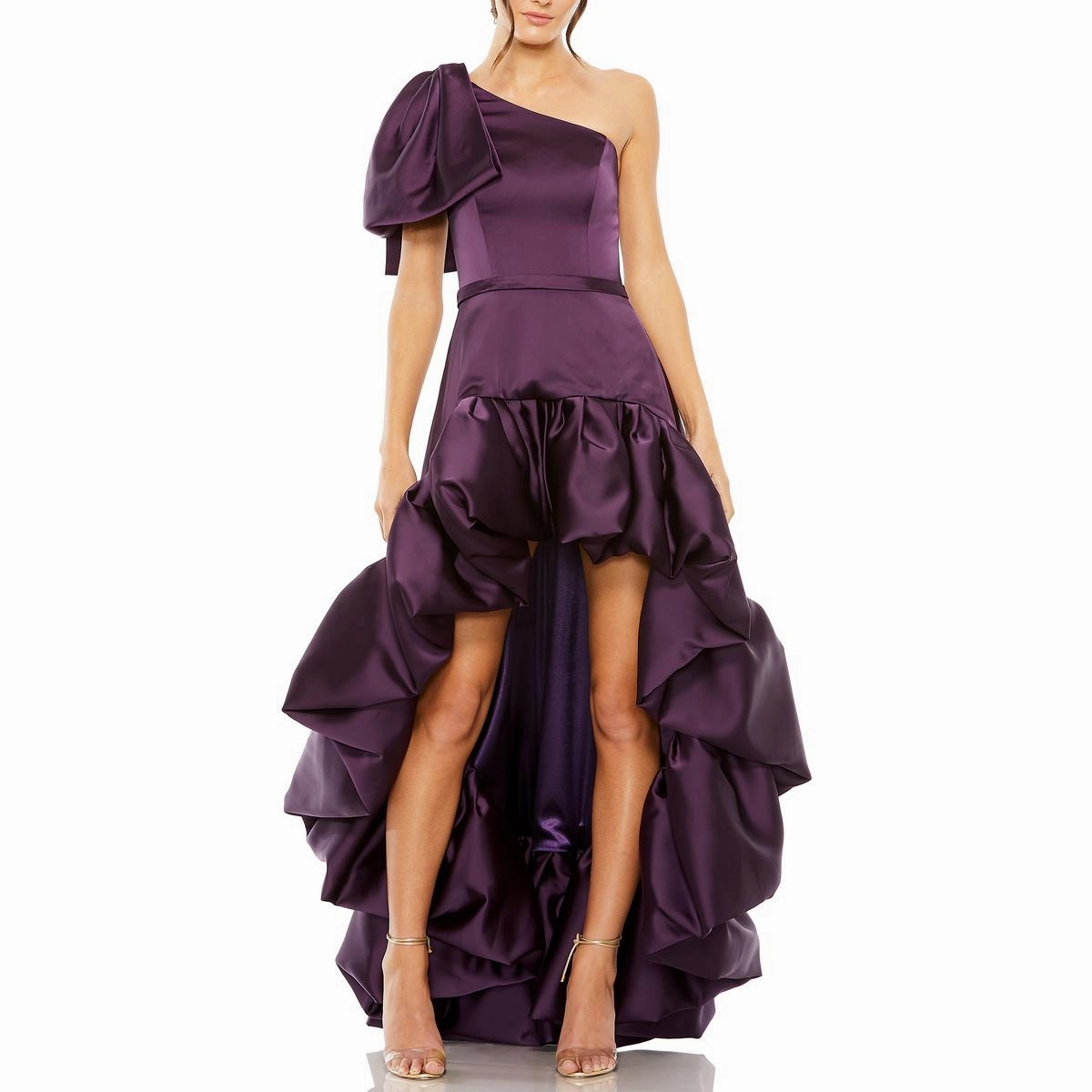 Womens Hi-Low Satin Cocktail And Party Dress