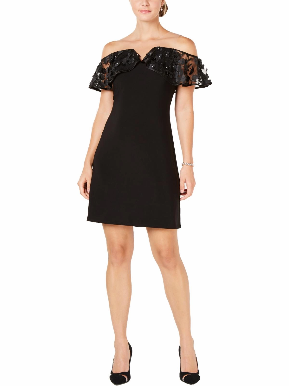 Womens Illusion Off The Shoulder Cocktail Dress
