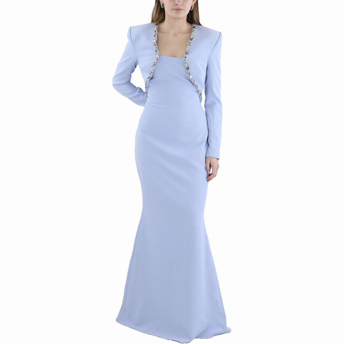 Womens Jeweled Polyester Evening Dress