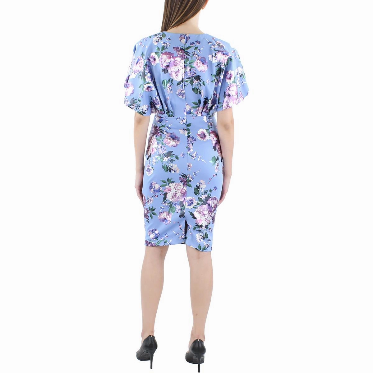 Womens Knee-Length Butterfly Sleeves Sheath Dress