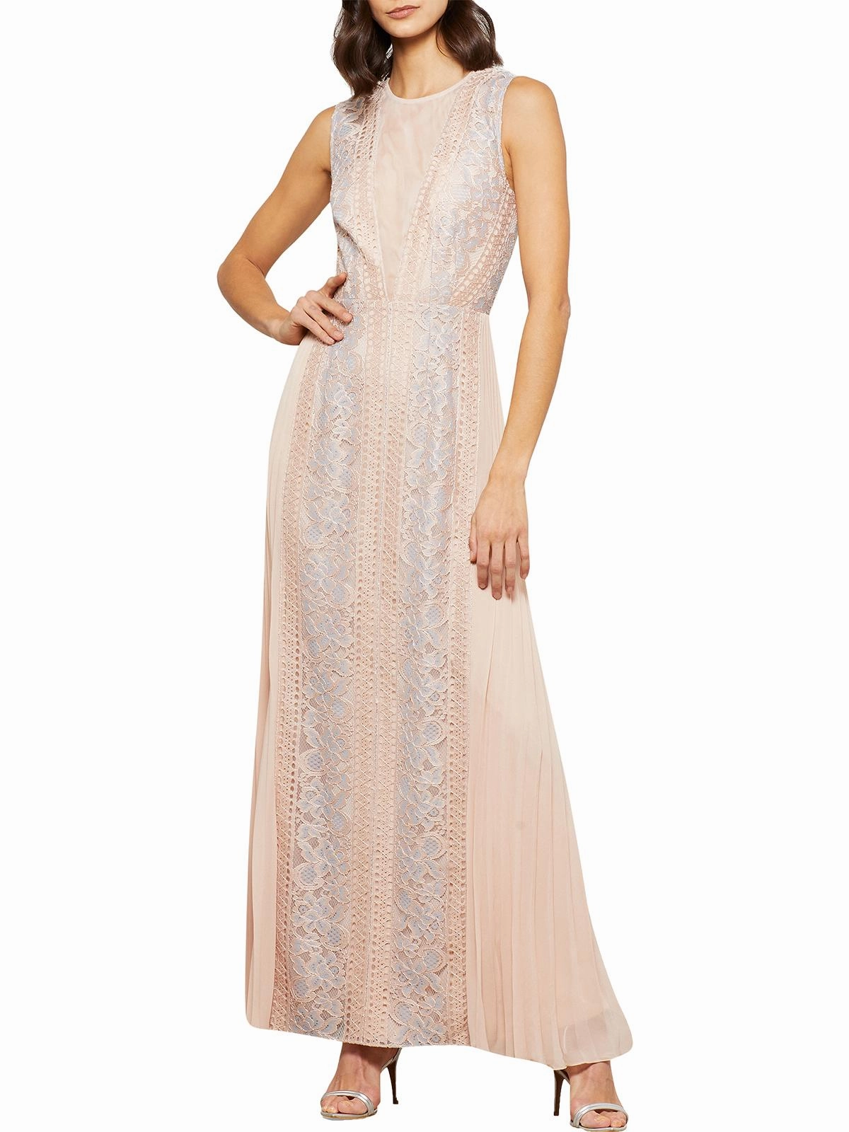 Womens Lace Illusion Formal Dress