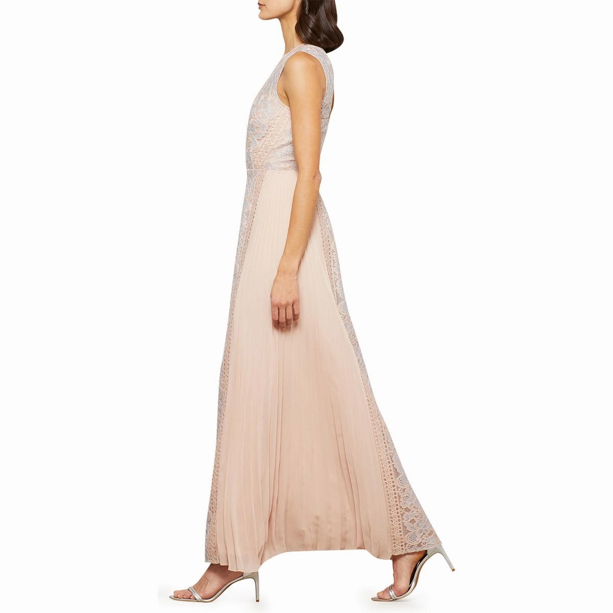 Womens Lace Illusion Formal Dress