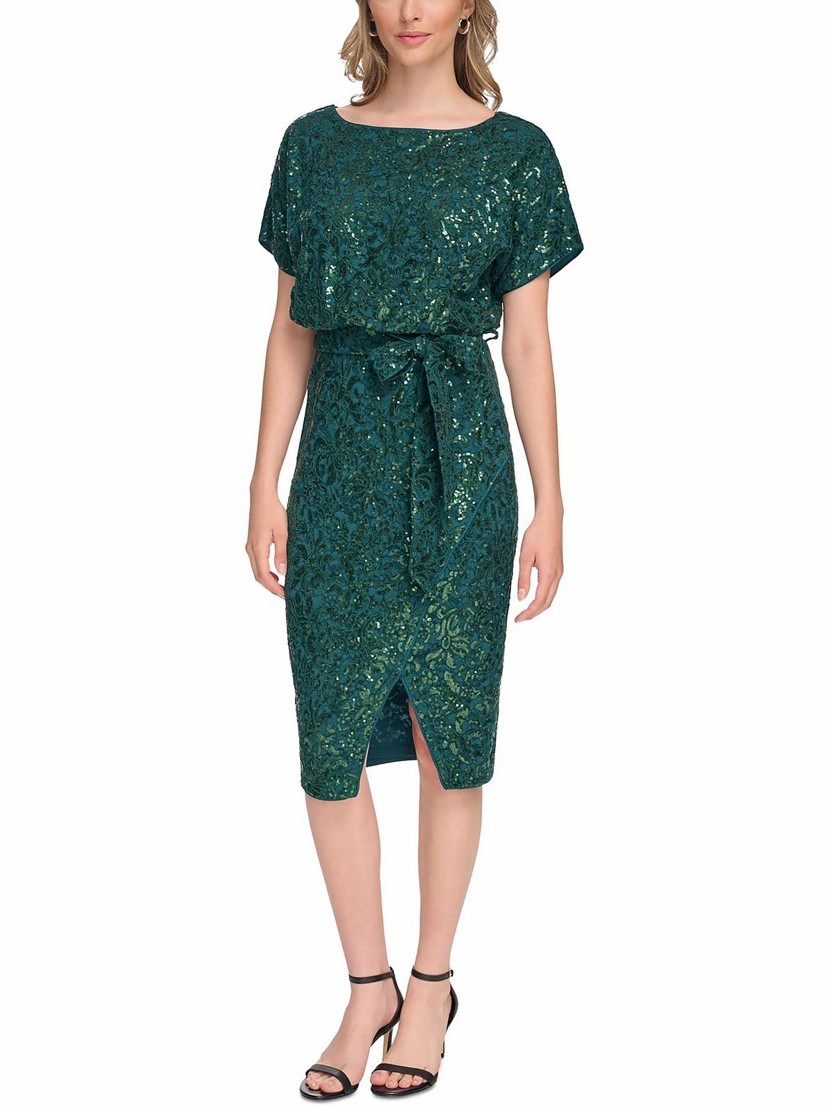 Womens Lace Sequined Cocktail And Party Dress