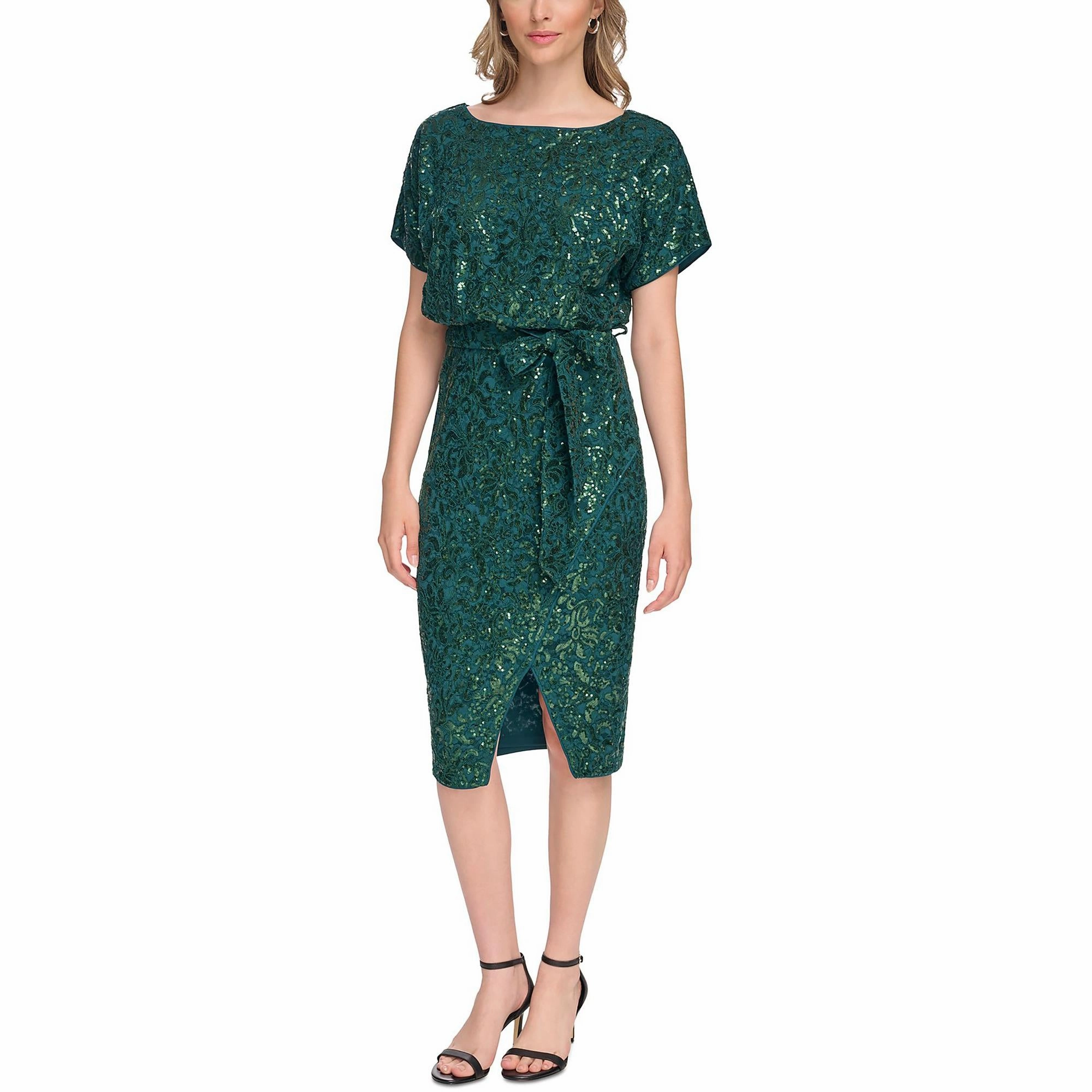 Womens Lace Sequined Cocktail And Party Dress