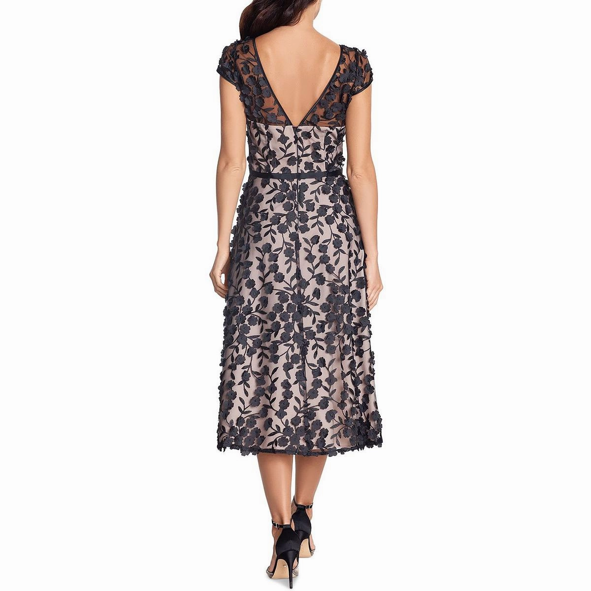 Womens Mesh Floral Midi Dress
