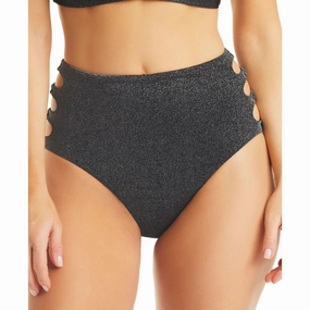 Womens Metallic Cut-Out Swim Bottom Separates Swim Womens - retro swimwear outlet