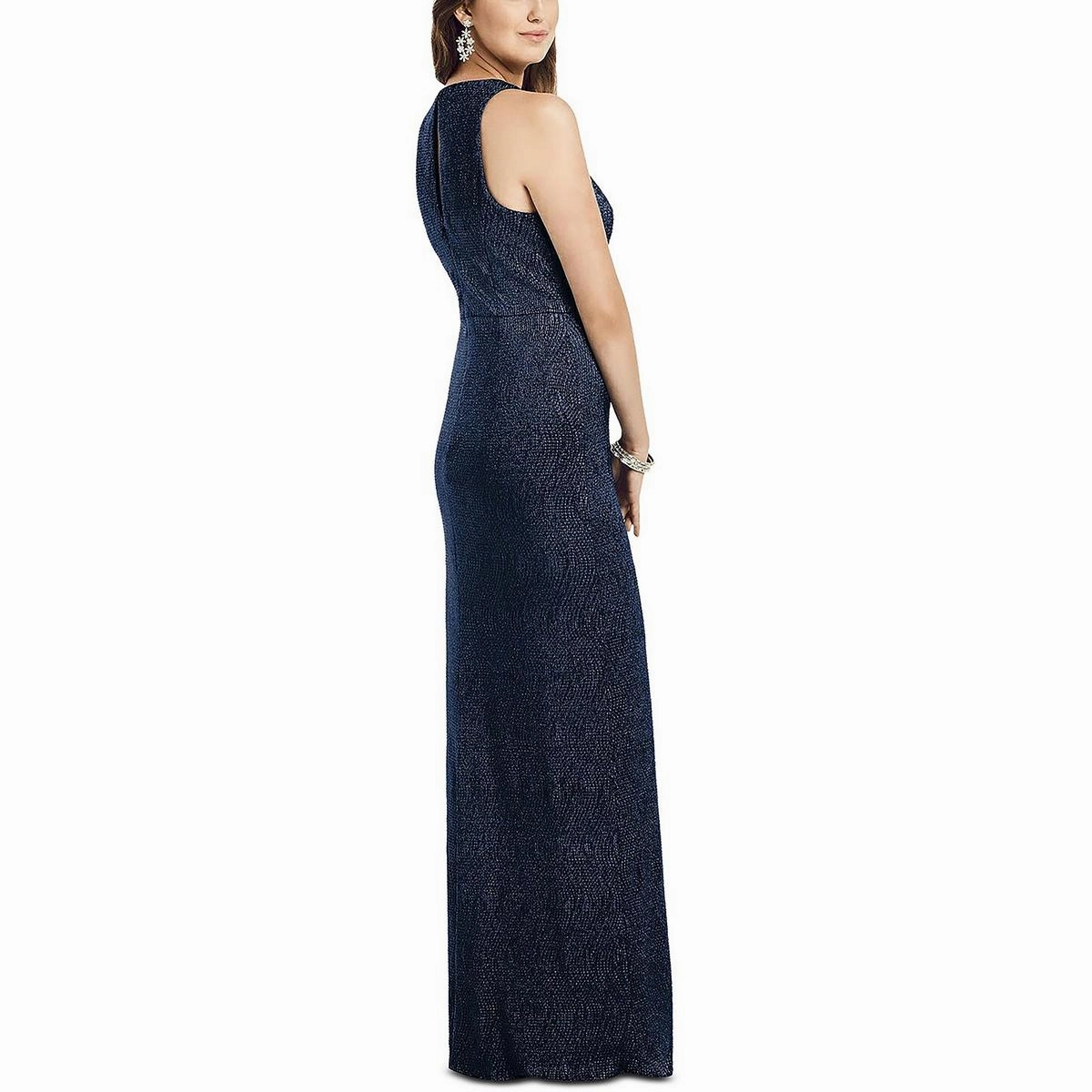 Womens Metallic Maxi Evening Dress