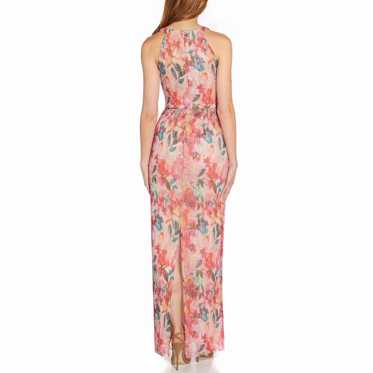 Womens Metallic Maxi Evening Dress