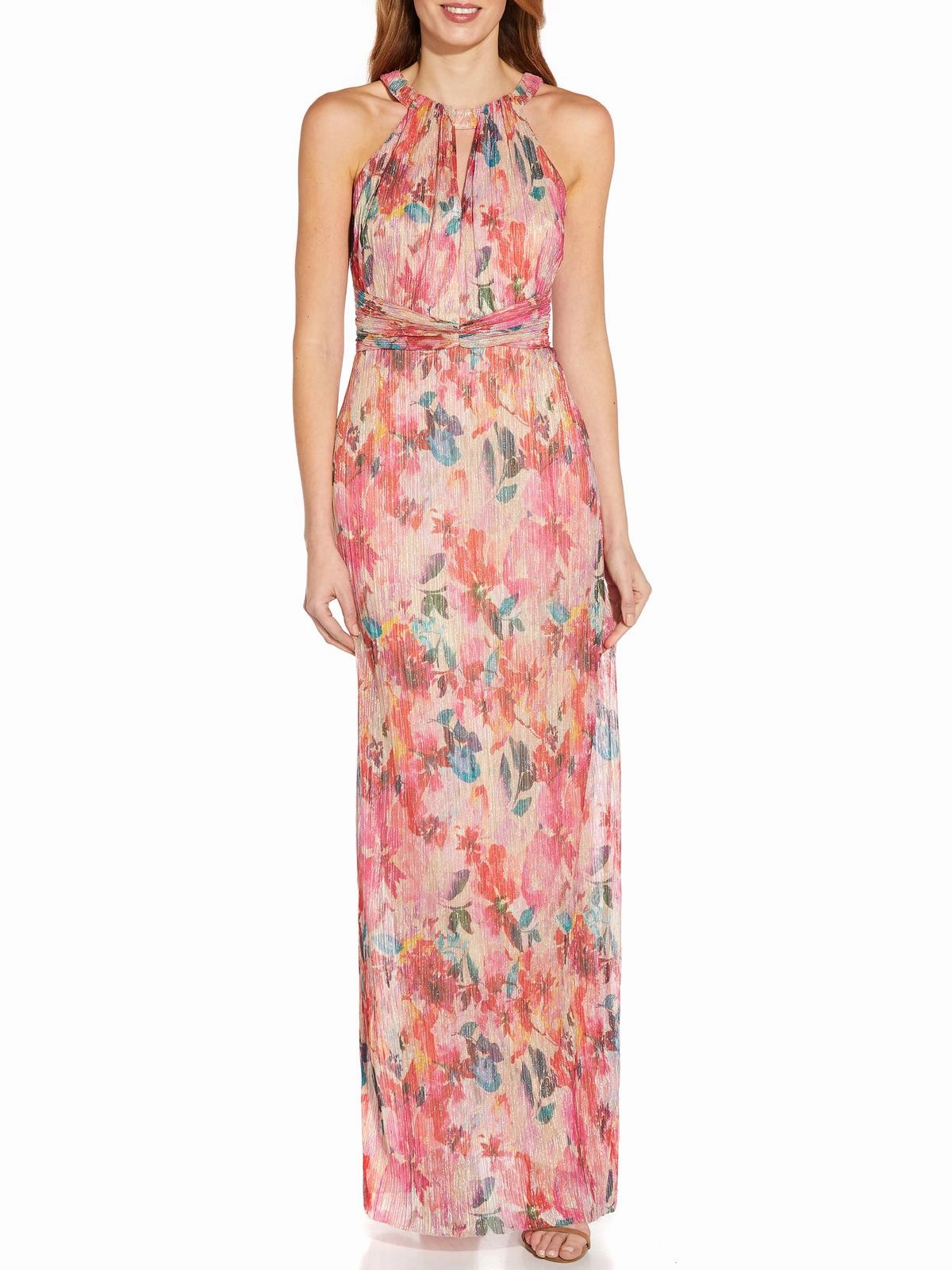Womens Metallic Maxi Evening Dress